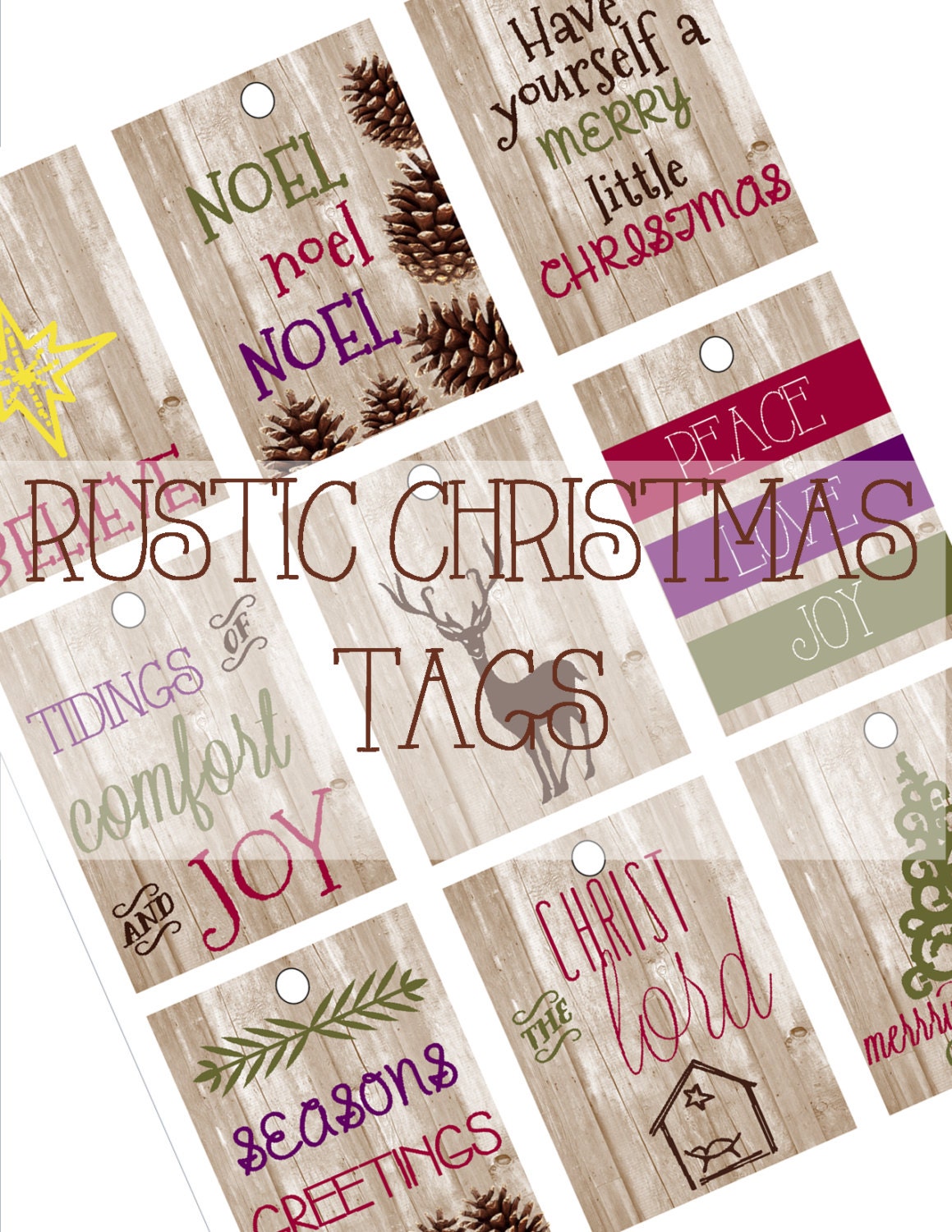 Rustic Printable Christmas Tags by StephAnnDesigns on Etsy