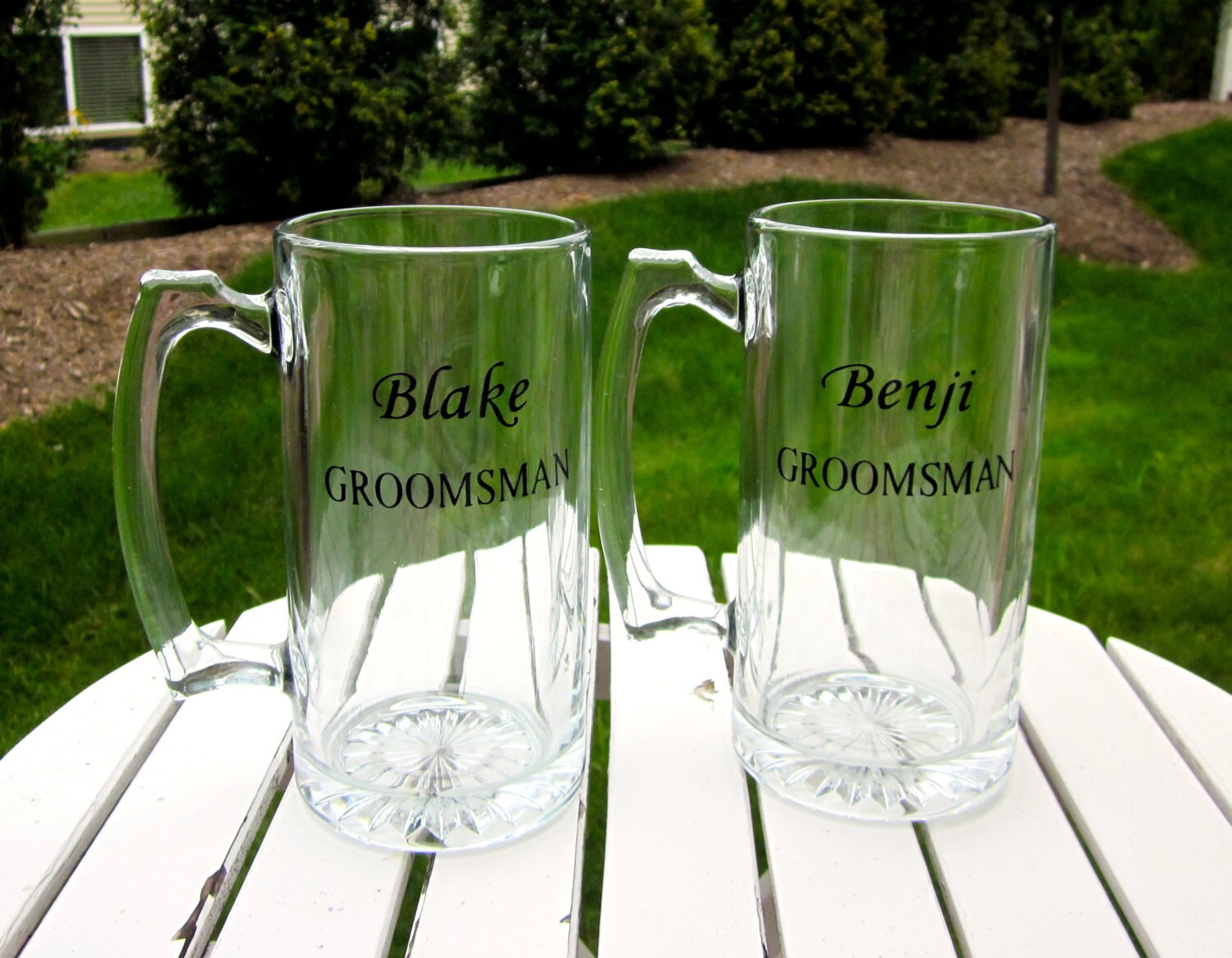 Beer Mugs with Vinyl Name and Title