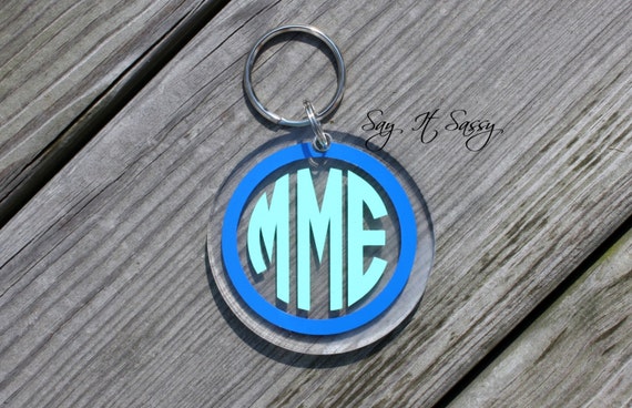 Download Items similar to Circle Monogram Keychain Acrylic ...