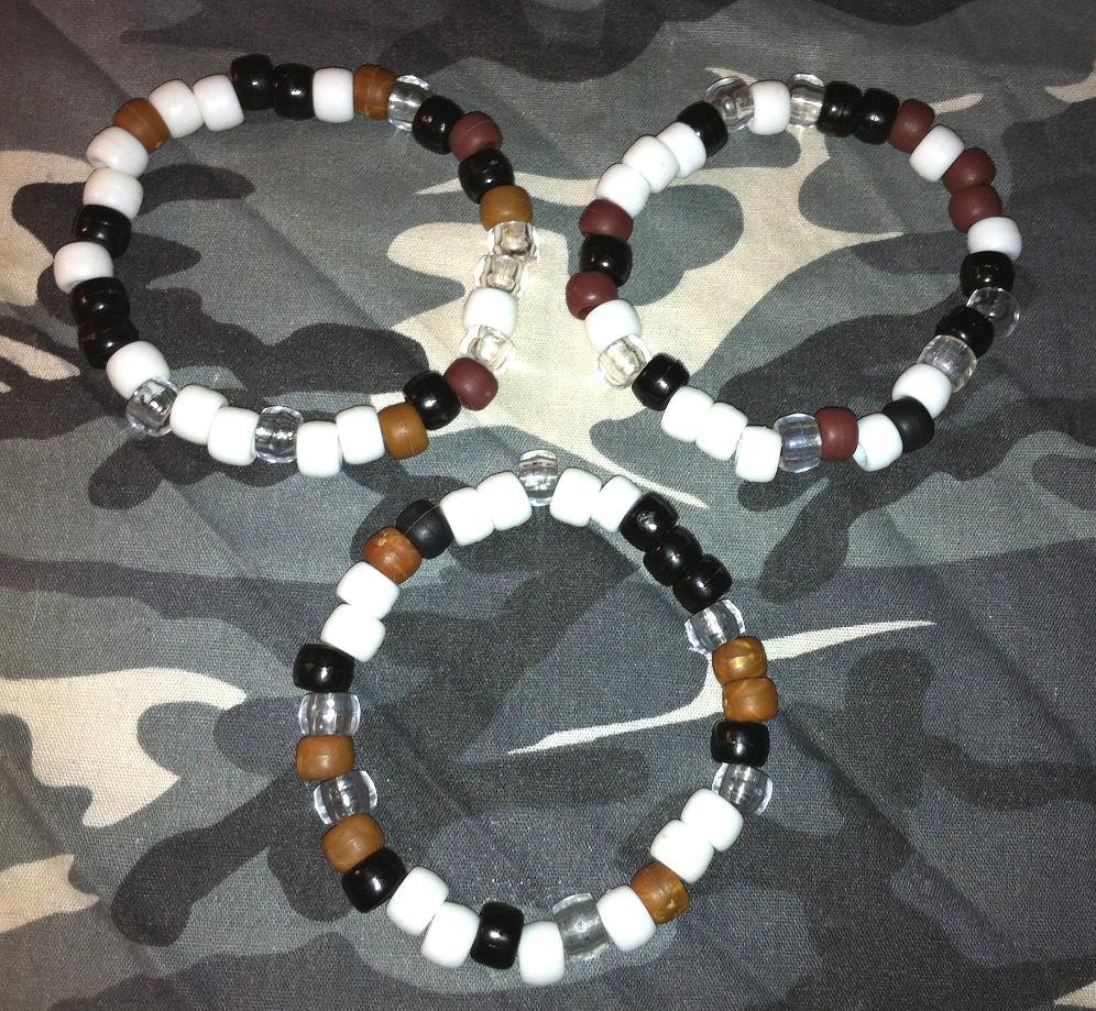 8 1/2 Pony Bead Stretch Bracelets Camo Style Sets of