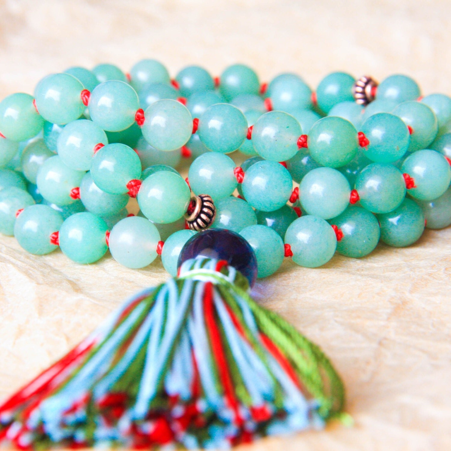 Mantra Beads Gemstone Mala Buddhist Mala Bead Green