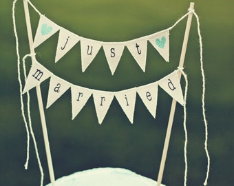 Just Married Wedding Cake Topper Banner