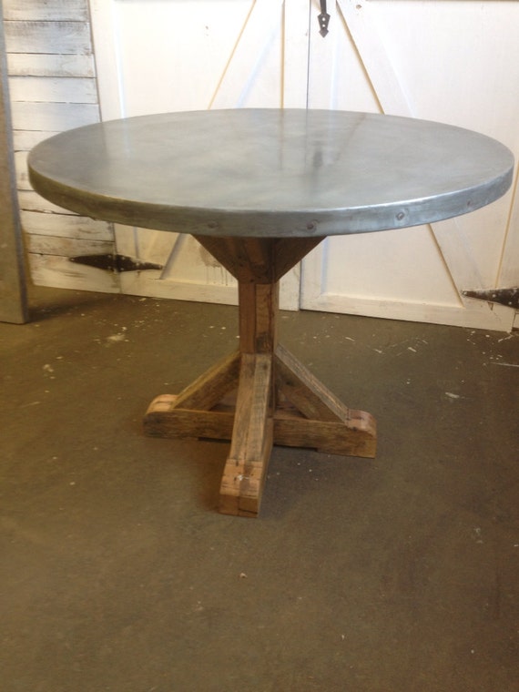 Items similar to 40" Round top Zinc Table on Etsy