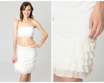 Ivory Lace Ruffle Slip Dress