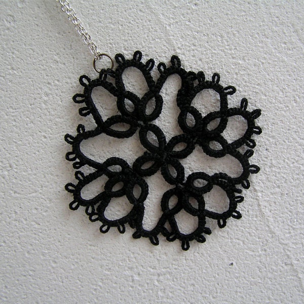 Tatted Lace pendant, Tatting, Frivolite, Handmade, Jewellery, pendant, Fibre,Goth, steampunk, Necklace, gift for her, Womens lace, My Wealth