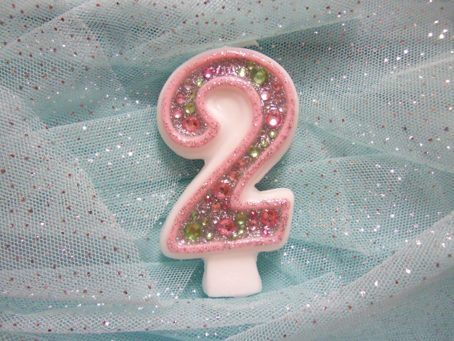 Pink and green birthday candle keepsake candle anniversary