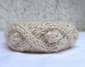 Hand Knitted Cream Wool Bracelet