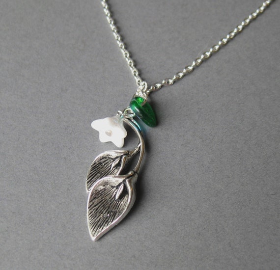 Lily of the valley necklace silver lily by DoodlepopDesigns