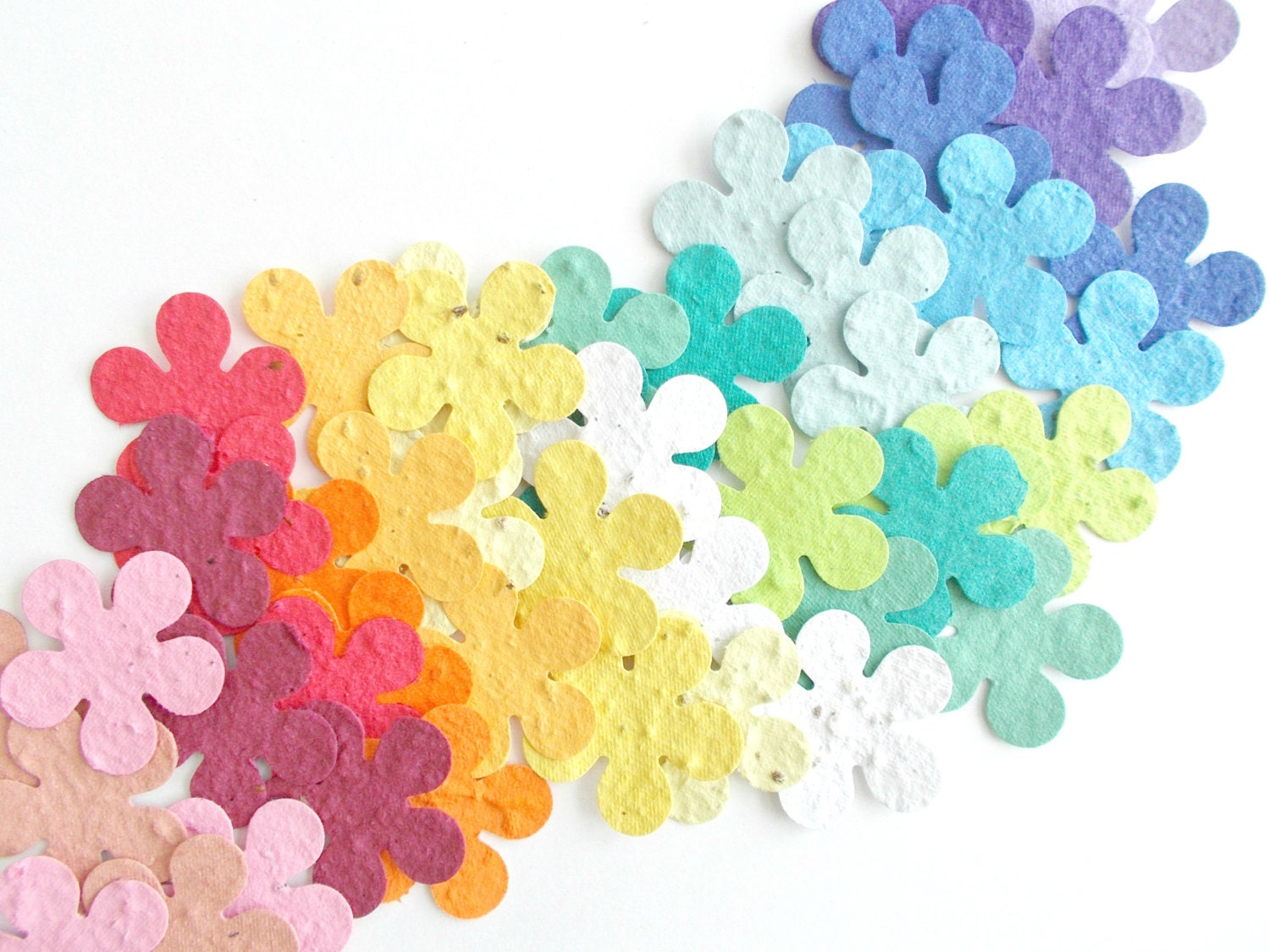 100 Large Plantable Paper Flower Confetti - Wedding, Shower and Party Decoration - Your Choice of Colors