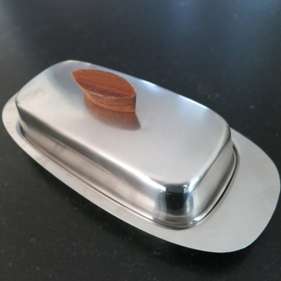 Stainless steel butter dish mid century modern Japan