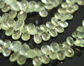 Prehnite Faceted Pear Briolettes, 8-9 mm, 6 beads GM2601FP/8/6 #36