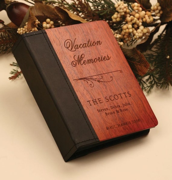 Engravable Rosewood photo album holds 100 4x6 photos
