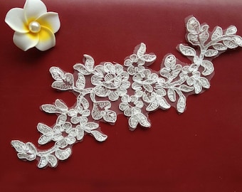 Items similar to Ivory Flower Wedding Applique Bridal Ivory Pearl ...