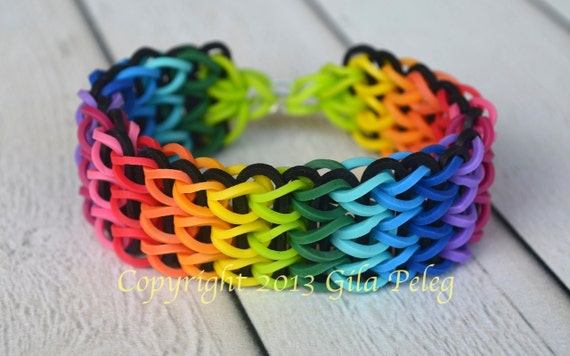 Rainbow Loom bracelet rubber bands multicolor and black bands