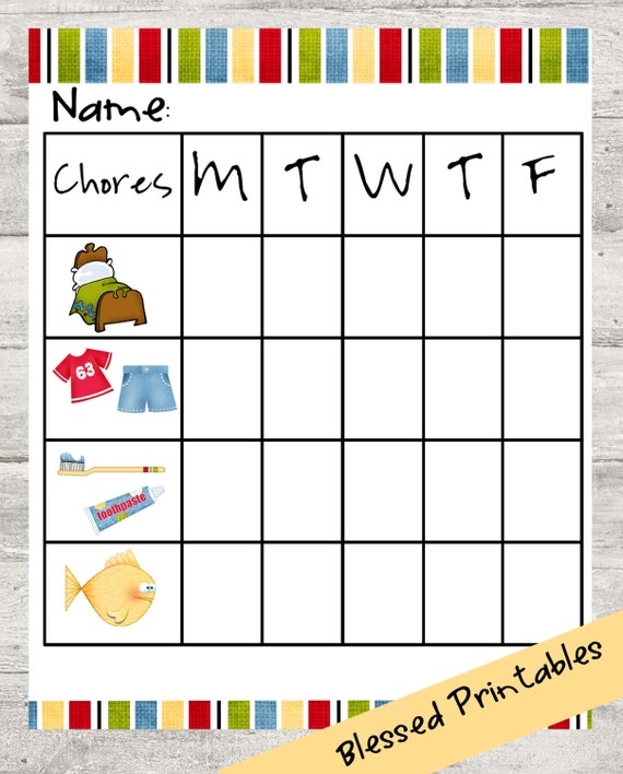 Toddler Chore Chart Printable Free