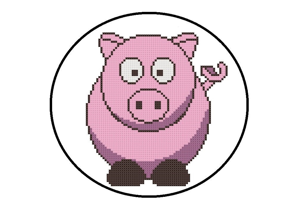 Counted Cross Stitch Pattern Pig Cross-Stitch Pattern PDF