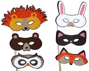 Photo Booth Props - 6 Piece Animal Masquerade Masks