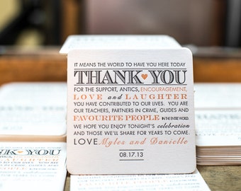 100 Letterpress wedding coasters Reserved for Esther