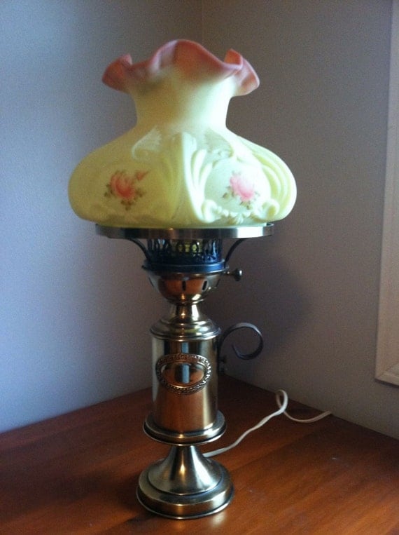 SALE Vintage Fenton Burmese Lamp Hand by ButterfliesOfColors