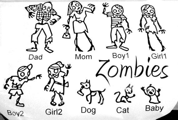 Download Items similar to ZOMBIE FAMILY Car Window Decal Stick ...