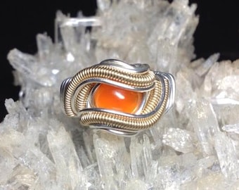 Size 5 (wideband) Agate Ring wrapped in .925 and 14/20GF 