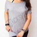 Off shoulder tunic asymmetric shirt t-shirt for women rock shirt gray