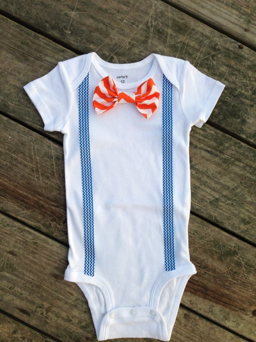 Suspender Onesie Baby Boy Bowtie Florida by SweetCarolinesBtq