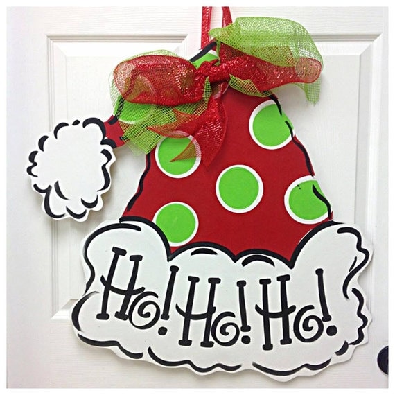 Items similar to Christmas Wreath, Santa Wreath, Ho Ho Ho, Door Hanger ...