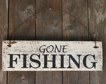 Items similar to Gone Fishing Wooden Sign on Etsy