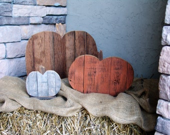 Reclaimed Barn Wood Pumpkin Set,fall porch decor,distressed,wooden,halloween,thanksgiving,autumn decoration,rustic,country,repurposed wood