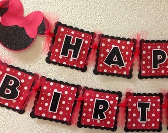 Minnie Mouse Birthday Banner hot pink