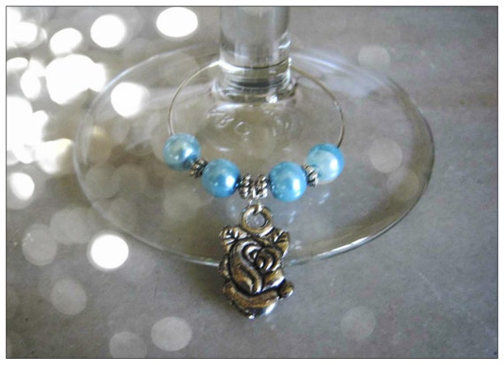 Handmade Silver Wine Glass Charms with Roses by IreneDesign2011