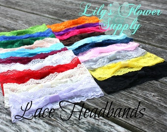 Lace Headband - Set of 5 - Interchangeable headbands - Baby headbands - Stretch Headbands - Wholesale Headbands - YOU CHOOSE COLORS