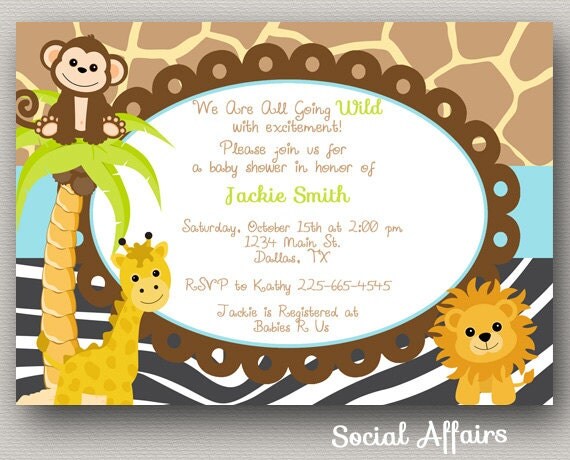 Jungle Baby Shower Invitation - DIY Printable Invitation Il_570xn