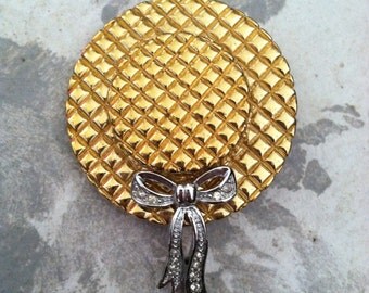 Vintage Gold and Silver Rhinestone Brooch Pin Jewelry Accessory