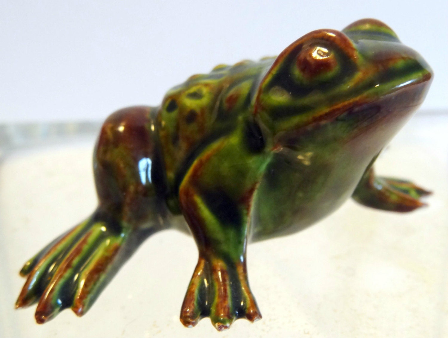 Vintage Frog Figurine Porcelain USA Toad by TinLizzyTreasures