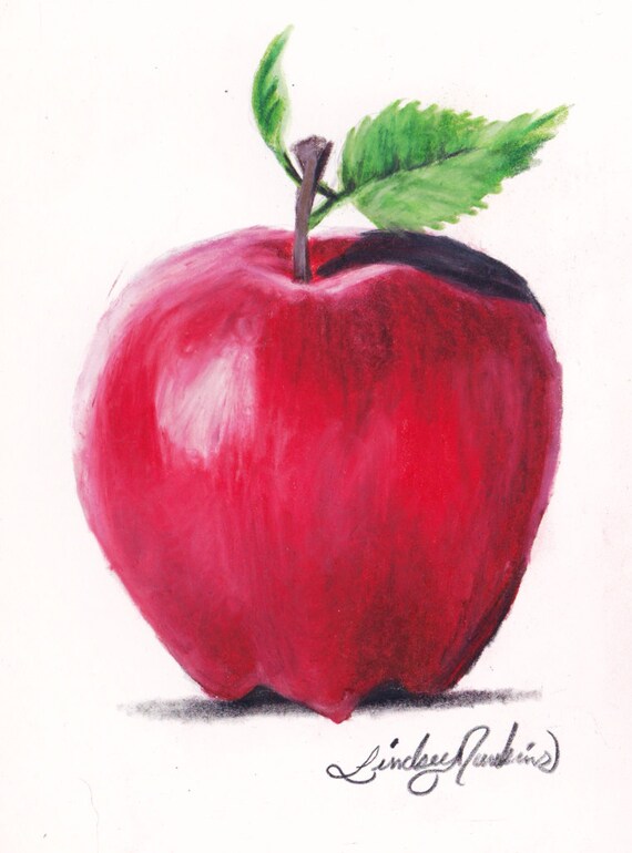 Download Apple illustration original color pencil drawing by ...