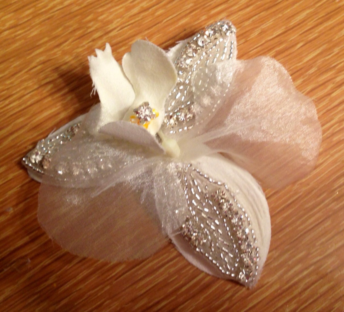 Crystal orchid hair flower