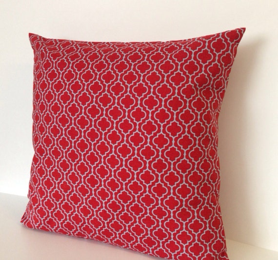 Items similar to Red Quatrefoil Pillow, Morrocan Pillow Cover 16x16 ...