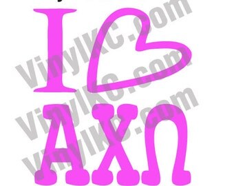 I Love Alpha Chi Omega Decal - AXO - Sticker Decal *Buy 2 Get 1 Free* Very Cute!