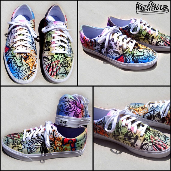 Battery Acid Hand Painted Vans Era Shoes by ArtOfTheSole on Etsy