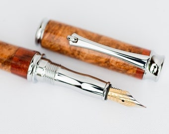 Exotic Maple Burl and Bloodwood Segmented Fountain Pen