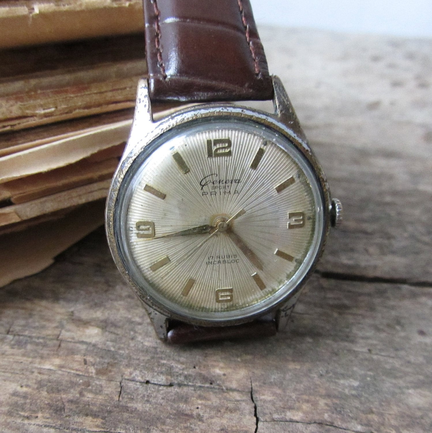 Vintage Swiss made mens watch Geneva Sport17 rubins
