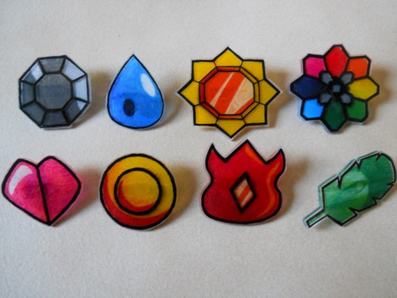 Kanto Pokemon Badges Set of 8 Pins