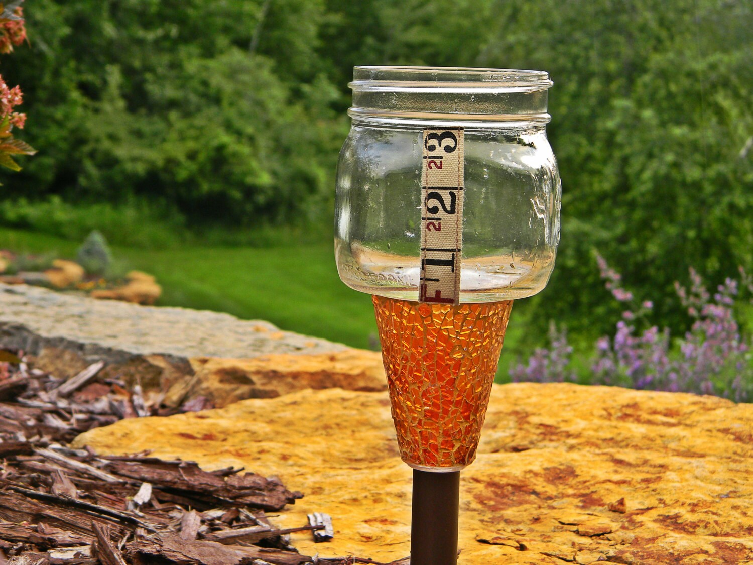 Vintage Mason Jar Rain Gauge Garden Gift FREE SHIPPING