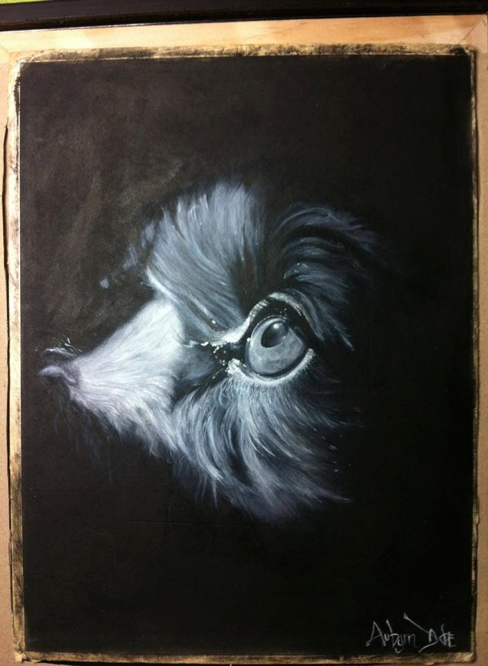 High Contrast Dog Profile Oil Painting