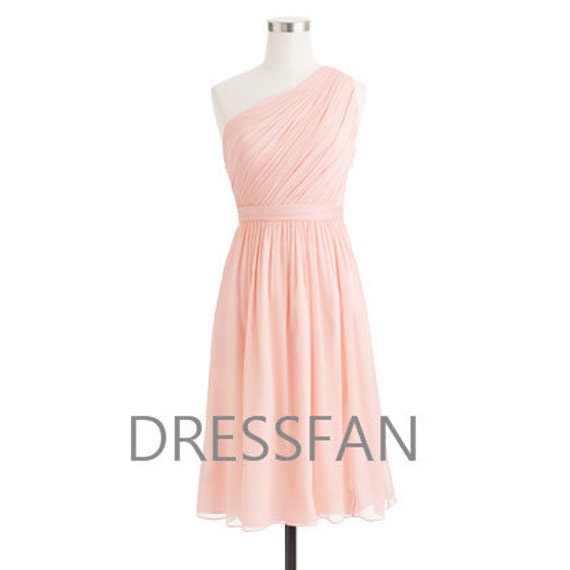 Bridesmaid dress/full-length/one-shoulder/wedding/party/homecoming/light coral/