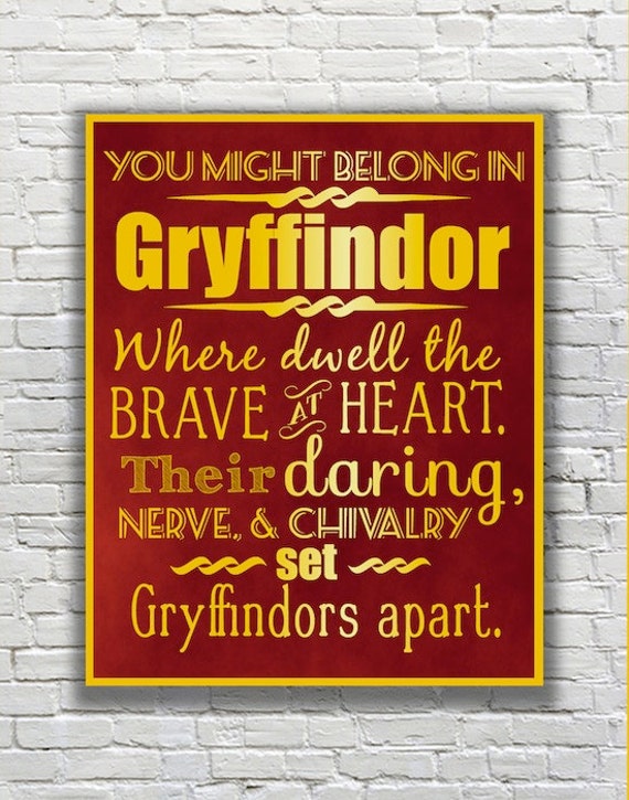 Harry Potter Typography Quote Gryffindor According to the