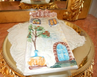 Italian Hand Painted Spoon Rest or Wall Hanging