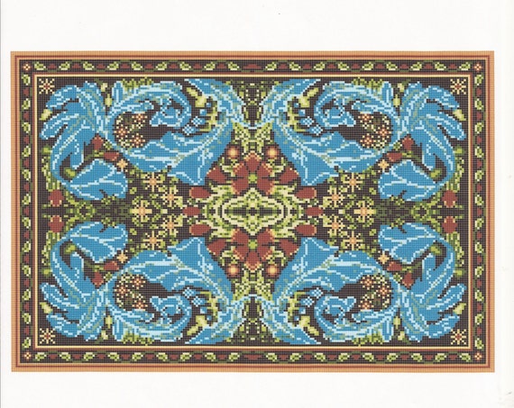 William Morris Panel Dolls House Carpet by WhimsyWooMiniatures